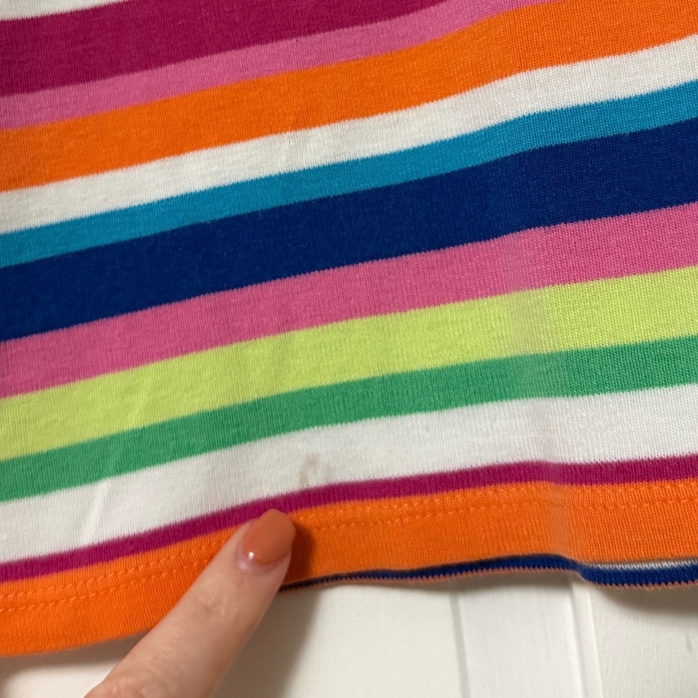 Lauren Ralph Lauren Women’s Small 100% Cotton Rainbow Striped T-Shirt Y2K - Picture 4 of 9
